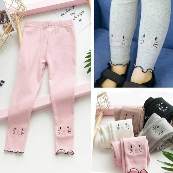 URMAGIC Spring Toddler Kids Little Cute Cat Pants Girls Thin Tight Pants Trousers,2-3 Years