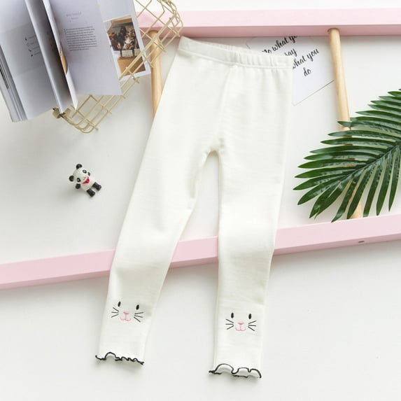 URMAGIC Spring Toddler Kids Little Cute Cat Pants Girls Thin Tight Pants Trousers,5-6 Years