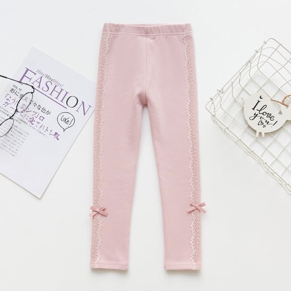 URMAGIC Spring Toddler Kids Little Lace Trims Pants Girls Thin Tight Pants Trousers,4-5 Years