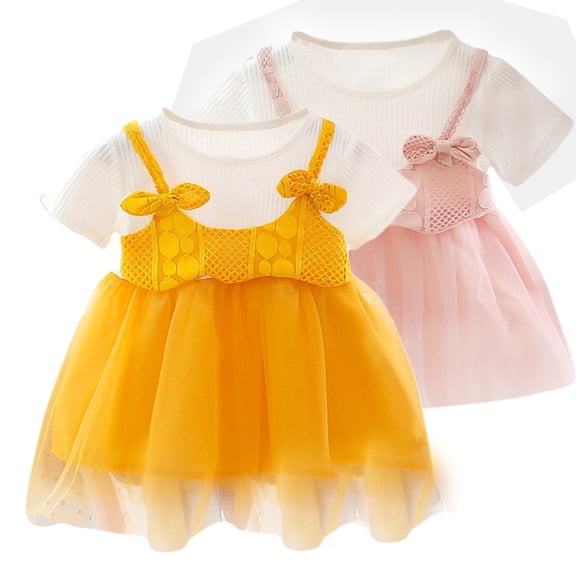 URMAGIC Summer Baby Girls Lace Tutu Princess Dress Striped Sun Dress Beach Sundress for Infant & Toddler Kids