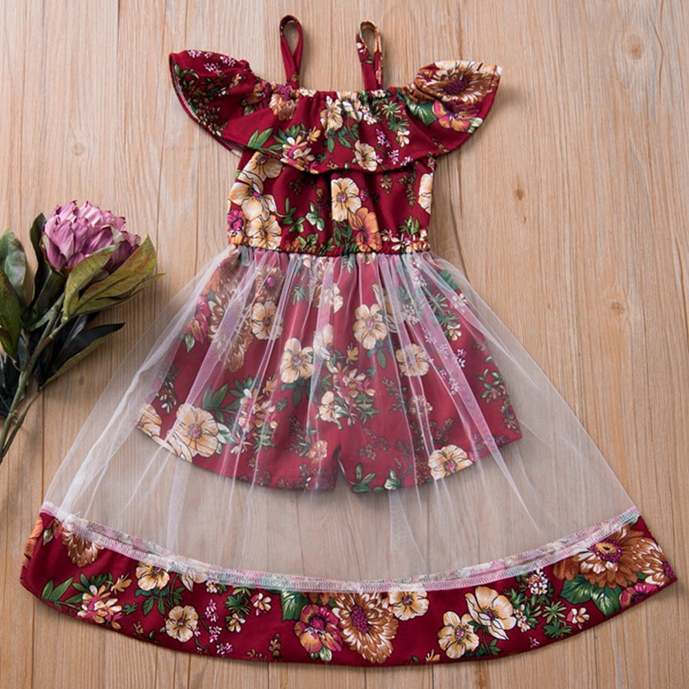 Summer Arrival Baby Girls Flowers Embroidered Tulle Design Short Sleeves bodysuit main image 0