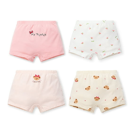 URMAGIC Teen Girls Breathable Comfort Briefs Cotton Soft Panties Cute Cartoon Print Underwear|pack of 4 #Cherry Bear