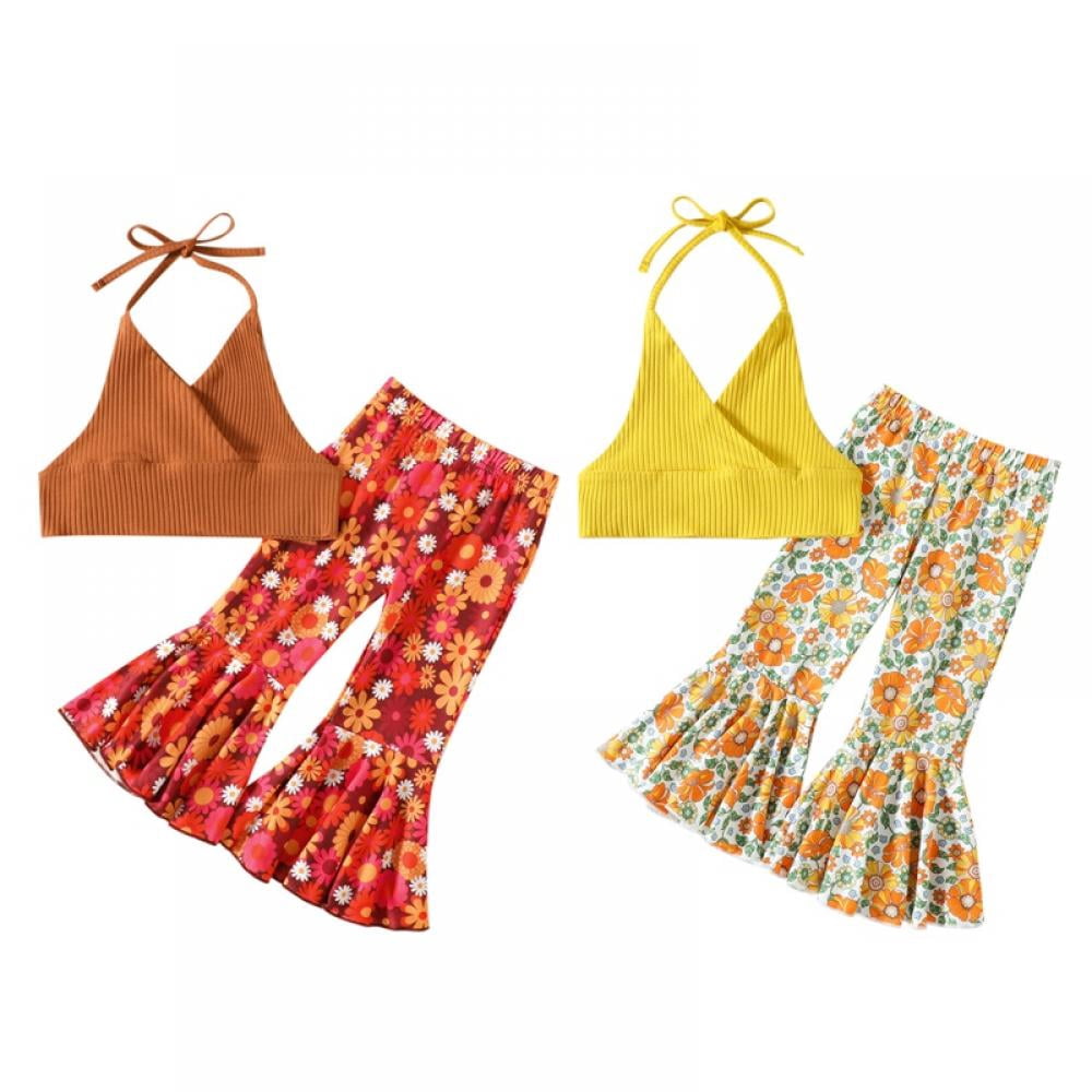 URMAGIC Toddler Baby Girl Boho Clothes Sleeveless Halter Crop Top and ...