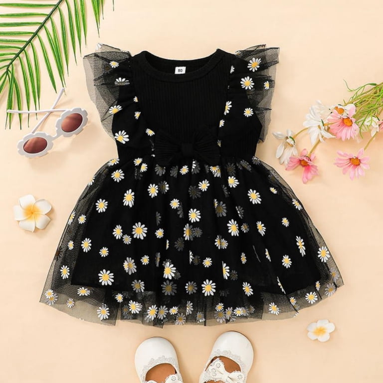 creedence clearwater revival long cool woman in a black dress Retro Stage Daisy Cap Sleeve Midi Dress Black main image 1