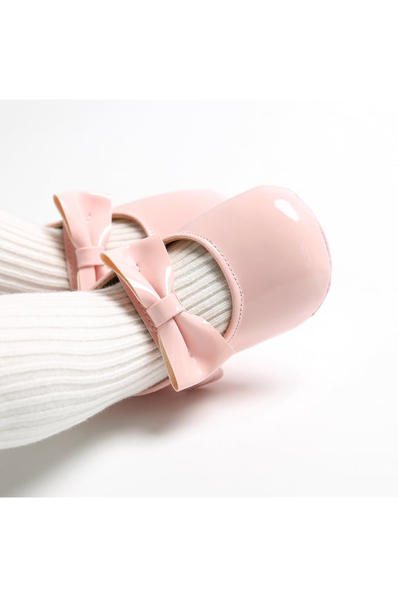 Toddler Baby Girl Princess Bow Crib Shoes Patent Leather Party Dress Outfit Shoes