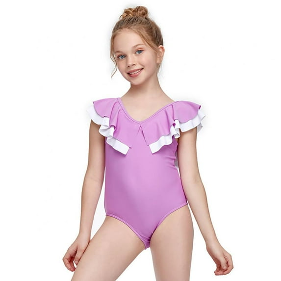 URMAGIC Toddler Baby Girl Swimsuit Ruffled Bikini Tankini Swimsuit Kids Swimwear One Piece Bathing Suits for Girls 5-6 Years