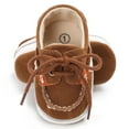 thumbnail image 1 of URMAGIC Toddler Baby Girls Boys Leather Soft Sole Crib Shoes Lace-up Flat Boat Shoe, 1 of 6