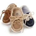 thumbnail image 1 of URMAGIC Toddler Baby Girls Boys Leather Soft Sole Crib Shoes Lace-up Flat Boat Shoe, 1 of 7