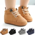 thumbnail image 1 of URMAGIC Toddler Baby Girls Boys PU Leather High-Top Moccasins Soft Sole Shoes, 1 of 8