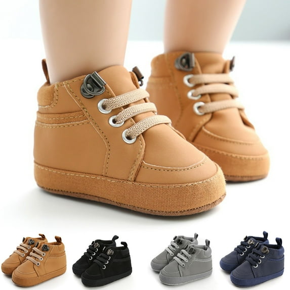 URMAGIC Toddler Baby Girls Boys PU Leather High-Top Moccasins Soft Sole Shoes