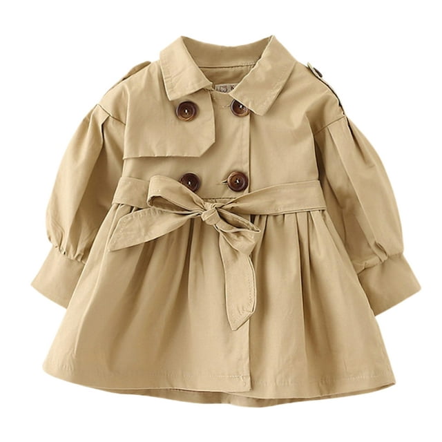 URMAGIC Toddler Baby Girls Classic Single Breasted Trench Coat Fall Jacket Dress