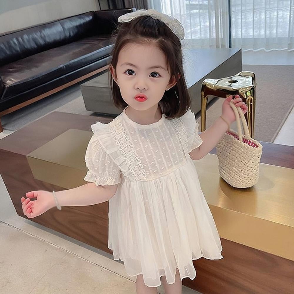 Toddler Baby Girl Puff Sleeves Lace Mesh Dress Girls Denim Dresses Summer  Dress Princess Dresses Leggings Girls, blue, 1-2 Years : :  Fashion