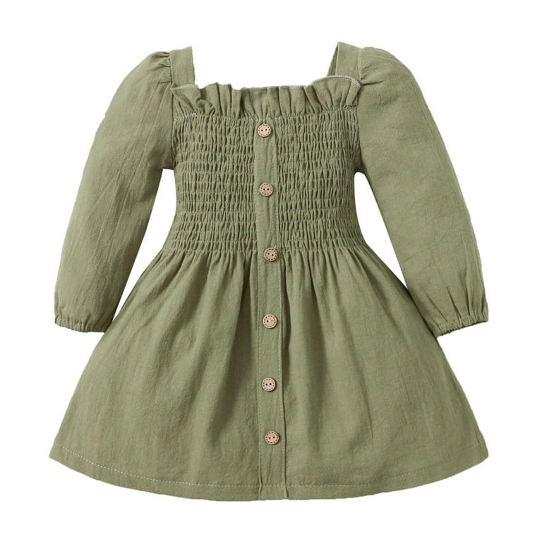 URMAGIC Toddler Baby Girls Vintage Solid Color Long Sleeve