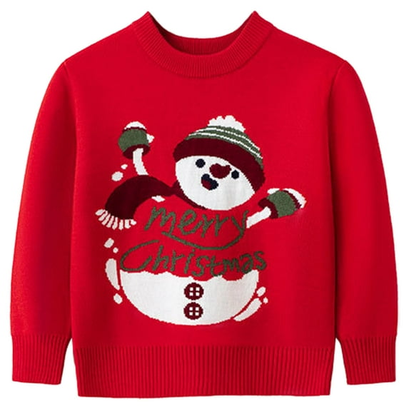 URMAGIC Toddler Boy Girl Christmas Santa Claus Sweater Kids Snowman Letter Printed Long Sleeve Knit Outwear 1-6 Years