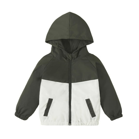 URMAGIC Toddler Boy Girl Long-sleeved Color-block Hooded Outwear Windproof Waterproof Winter Warm Jacket 6M-4Y