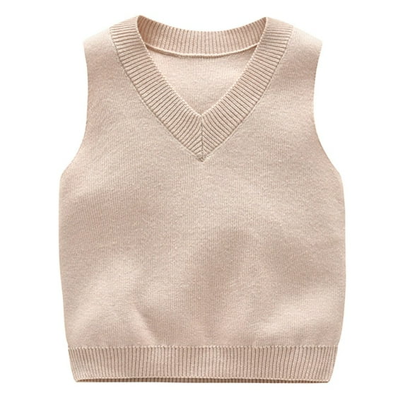 URMAGIC Toddler Boy Girl Winter Warm Sweater Kids Solid Color Sleeveless V-Neck Knitted Vest Comfort Sports Shirt