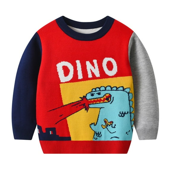 URMAGIC Toddler Boys Girl Knit Sweater Holiday Dinosaur Shirt Tops Pullover Crew Neck Sweatshirt for Kids 3-8T