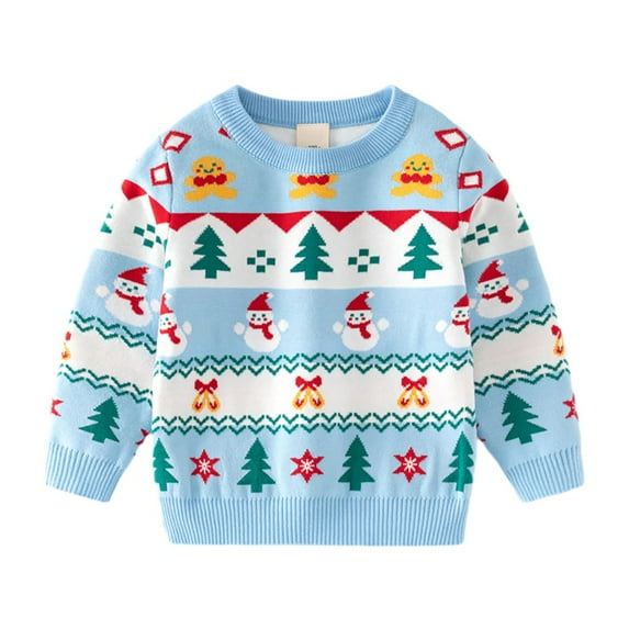 URMAGIC Toddler Boys Girls Christmas Snowman Prints Sweater Long Sleeve Warm Knitted Sweatshirts for 2-9 Years