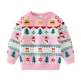 thumbnail image 1 of URMAGIC Toddler Boys Girls Crewneck Long Sleeve Christmas Smow Print Knit Sweater Xmas Costume Kid Fall Hoodie, 1 of 10