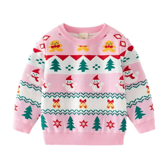 URMAGIC Toddler Boys Girls Crewneck Long Sleeve Christmas Smow Print Knit Sweater Xmas Costume Kid Fall Hoodie