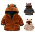 thumbnail image 1 of URMAGIC Toddler Boys Girls Fleece Hoodie Cute Bear Ear Warm Snowsuit Fall Winter Zip Up Jacket Kids Coat Outwear, 1 of 7