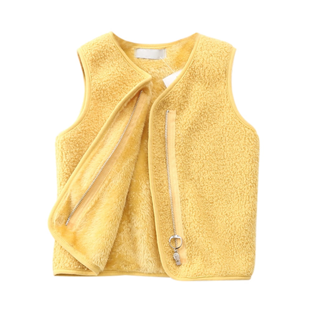 URMAGIC Toddler Boys Girls Solid Color Fleece Vest Warm Sleeveless Jacket Kids Zipper Up