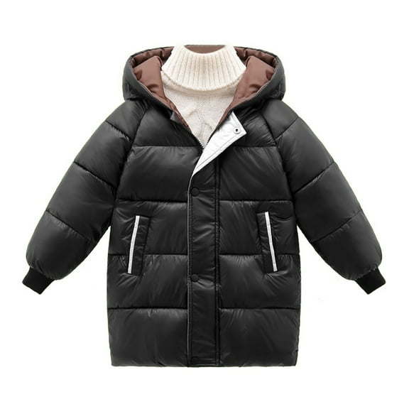 URMAGIC Toddler Boys Girls Solid Color Hooded Extended Thick Padded Jacket Zipped Fleece Lined Down Coat for kids 2-8T