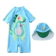 thumbnail image 1 of URMAGIC Toddler Boys One Piece Zip Sunsuits with Sun Hat UPF 50+ Kid Beach Swimsuit 2-3 Years, 1 of 9