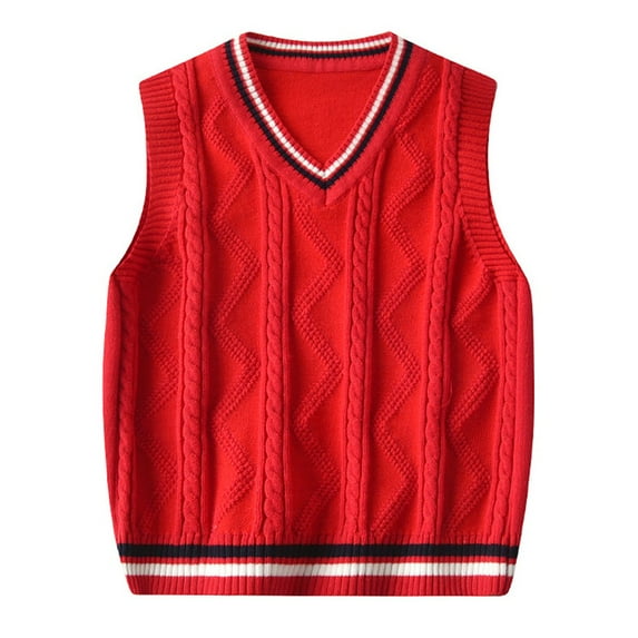 URMAGIC Toddler Boys Solid Color V Neck Sweater Vest Baby Sleeveless Pullover Knitted Waistcoat