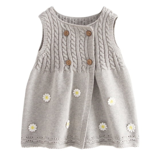 URMAGIC Toddler Fall Sweater Skirt Kids Sleeveless Button Knit Sweater Dresses Girl Cardigan Waistcoat