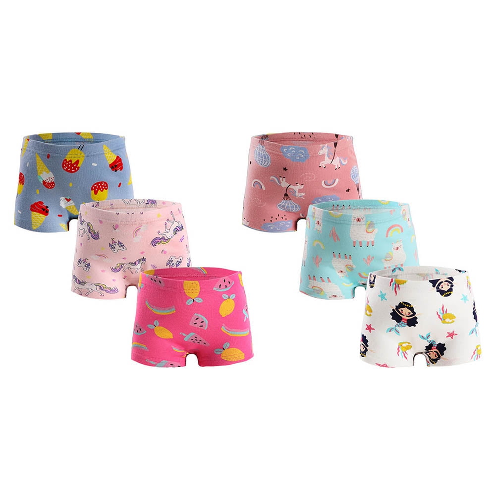 URMAGIC Toddler Girl 100 Cotton Comfort Underwear Cute Cartoon Print Briefs Kids Soft Boxers