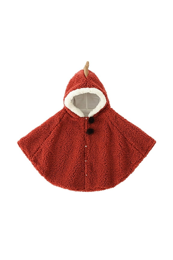 Toddler Girl Boy Poncho Cape Cute Fleece Hooded Cloak Coat Winter Warm Jacket Cartoon Pattern Hoodies