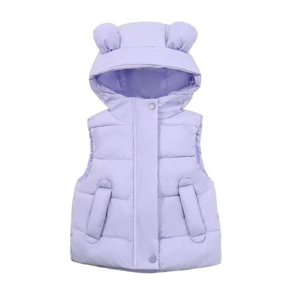 URMAGIC Toddler Girl Boy Sleeveless Hooded Bear Ears Warm Puffer Vest Outerwear Kids Winter Warm Soft Flannel Waistcoat
