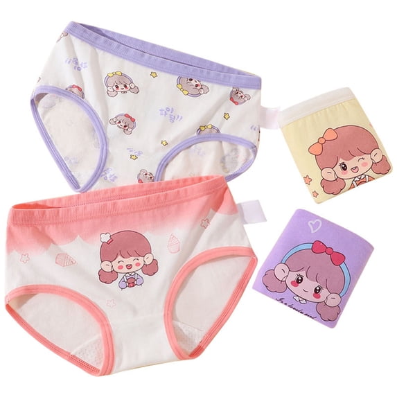 URMAGIC Toddler Girl Cute Cartoon Print Panties Cotton Soft Underwear Kids Light And Breathable Briefs|pack of 4