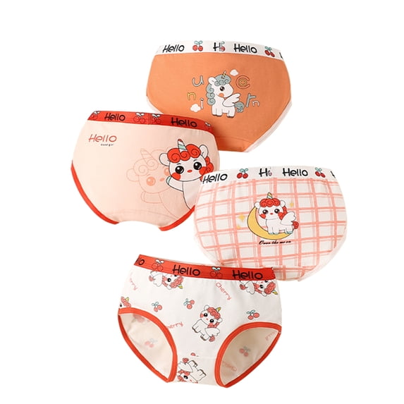 URMAGIC Toddler Girl Cute Cartoon Print Panties Cotton Soft Underwear Kids Light And Breathable Briefs|pack of 4