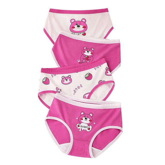 URMAGIC Toddler Girl Cute Cartoon Print Panties Cotton Soft Underwear Kids Light And Breathable Briefs|pack of 4