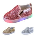 thumbnail image 1 of URMAGIC Toddler Girl's Light Up Sequins Slip On Loafers Baby Glitter Shoes Flashing LED Casual Princess Party Shoes Flat Sneakers (Toddler/Little Kid), 1 of 13