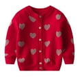 thumbnail image 1 of URMAGIC Toddler Girls Cardigans 100% Cotton Kids Heart Cardigan Sweater Long Sleeve Toddler Girl Soft Knit Cardigan, 1 of 10