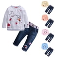 thumbnail image 1 of URMAGIC Toddler Girls Clothes 2 Piece Long Sleeve Cotton T-Shirt Tops Denim Pants Outfits Spring Fall 1-6 Years, 1 of 1