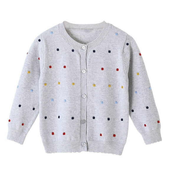 URMAGIC Toddler Girls Crewneck Cardigan Sweaters Long Sleeve Kids Button Cotton School Uniform Knit Tops Outwear