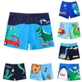 thumbnail image 1 of URMAGIC Toddler Kid Boys Dinosaur Print Funny Swim Trunks Quick Dry Beachwear Sports Running Swim Board Shorts, 1 of 5
