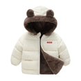 thumbnail image 1 of URMAGIC Toddler Kid Little Girl Boy Ear Hooded Puffer Jacket Fleece Thickness Coat, 1 of 3