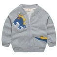 thumbnail image 1 of URMAGIC Toddler Kids Little Boys Long Sleeve Fleece Dinosaur Zip Baseball Jacket Coat, 1 of 2