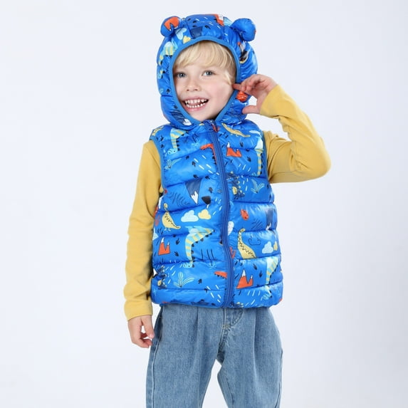 URMAGIC Toddler Kids Sleeveless Down Bear Ear Hooded Jacket Baby Boys Girls Winter Puffer Vest Waistcoat