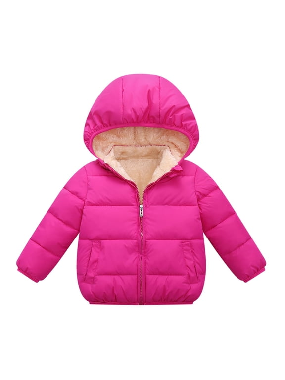 Toddler Little Girl Boy Winter Hooded Coat Fleece Lined Down Jacket for 2-6T Kids