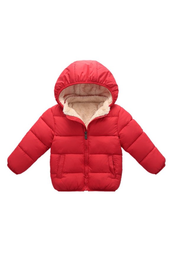 Toddler Little Girl Boy Winter Hooded Coat Fleece Lined Down Jacket for 2-6T Kids