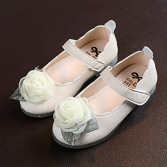 URMAGIC Toddler Little Girls 3D Rose Wedding Bridesmaid Mary Jane Shoes Sequins Ballet Flat Shoes