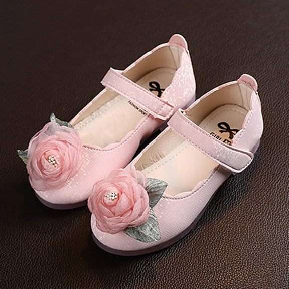 URMAGIC Toddler Little Girls 3D Rose Wedding Bridesmaid Mary Jane Shoes Sequins Ballet Flat Shoes