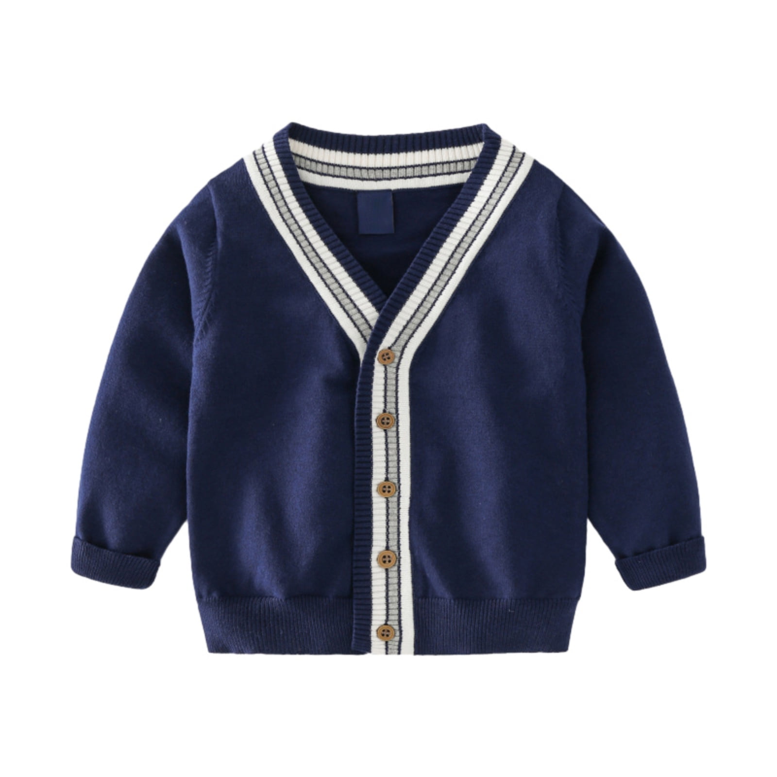 Button Cotton Girls Boys Sweater URMAGIC Long Soild Unisex Cardigans V-Neck Knit Sleeve Outerwear