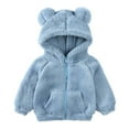 thumbnail image 1 of URMAGIC Toddler Winter Warm Jacket Kids Solid Color Long Sleeve Zipper Outwear Unisex Hoodie Cute Bear Ears Cardigan Coat, 1 of 7